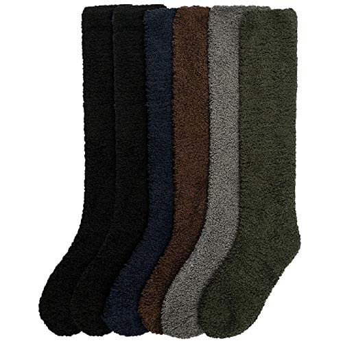 I&S 6 Pairs Cozy Soft Fuzzy Knee High Socks Warm Fleece Assorted Colors Patterns3