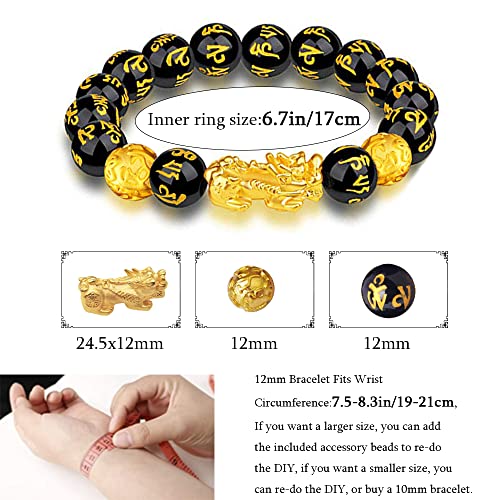 LIYAPEI Feng Shui Black Obsidian Wealth Bracelet，Feng Shui Bracelet for Men/Women with Sagin Pixiu Character for Protection Can Bring Luck and Prosperity，Suitable for Any Occasion,Unisex2