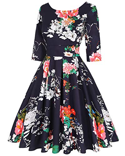 Image of MINTLIMIT Women's 1950s Retro Vintage Cocktail Party 3 /4 Sleeve Swing Dress