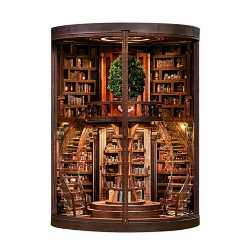 Kit de coin livre pour adultes et adolescents – Puzzle 3D en bois à faire soi-même avec lumière LED, insert de bibliothèque miniature et maison de poupée pour adultes et adolescents, cadeau de
