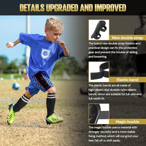 Soccer Shin Guards for Youth Kids Toddler, Protective Soccer Shin Pads & Sleeves Equipment - Football Gear for 3 5 4-6 7-9 10-12 Years Old Children Teens Boys Girls4