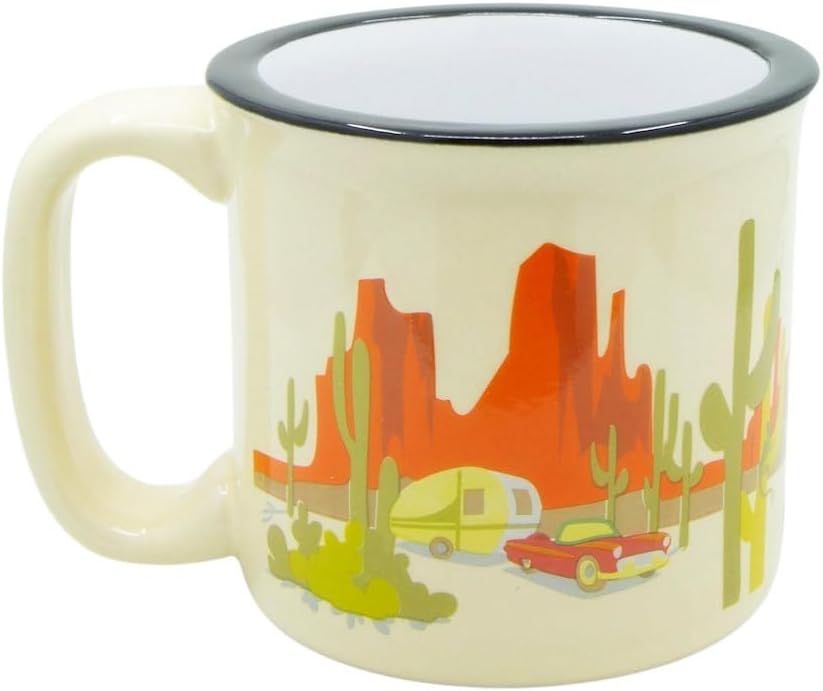 Ceramic Coffee Mug - 15 oz Retro Inspired Camping Mug - for Hot & Cold Drinks - Works as a Tea, Soup, & Coffee Mug - Stylish, Versatile, & Microwaveable Camping Coffee Mugs by Camp Casual