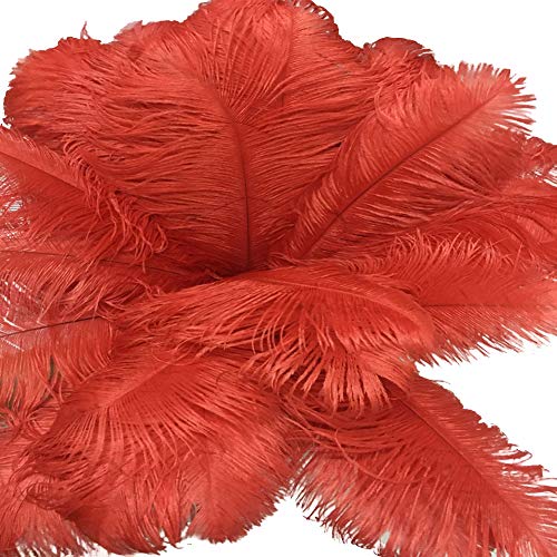 AABABUY 10pcs Ostrich Feathers Close to 18inch for Home Wedding Party Decoration (Red)