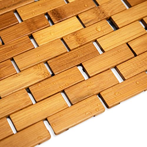 Zpirates Bamboo Bath Mat For Bathroom - Natural Bathmat 16 X 27 Inches (W X L) Accessories For Bathtub Sauna Hot Tub And Shower Door #TOP7
