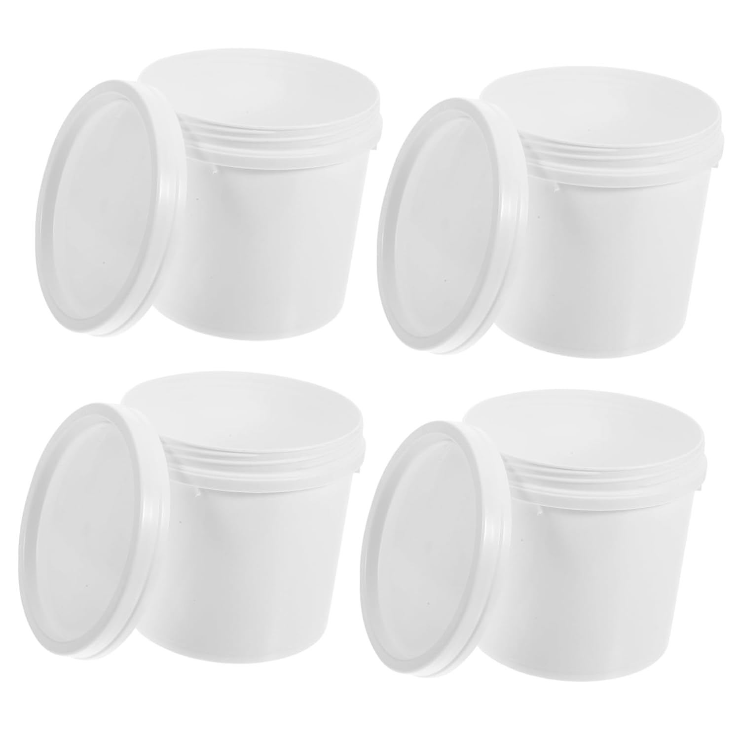 Luxshiny 5sets Plastic Water Bucket with Lid and Handle 1-Liter Paint Bucket Food-Grade Leakproof Easy Transportation 4pcs*5