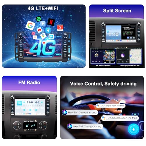 Radio 4G LTE QLED con pantalla táctil 7" para Chevy Silverado GMC Sierra Yukon 2007-2013 miniatura 3