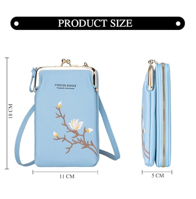 Image of Women's Mobile Sling Bag Korean Style Mini Crossbody Phone Purse PU Leather Small Shoulder Bag for Girls Travel Wallet Pouch with Strap-Grey