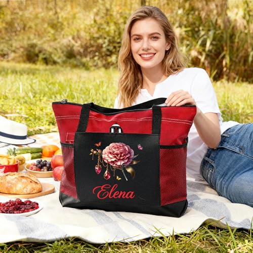 Bolso Tote Personalizado para Mujer con Nombre y Flores miniatura 2