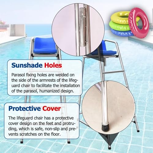Silla de Socorrista para Piscinas Exterior con Soporte 660lbs miniatura 6
