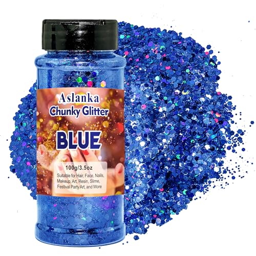 Aslanka Chunky Glitter Blau Glitzerpuder 100g
