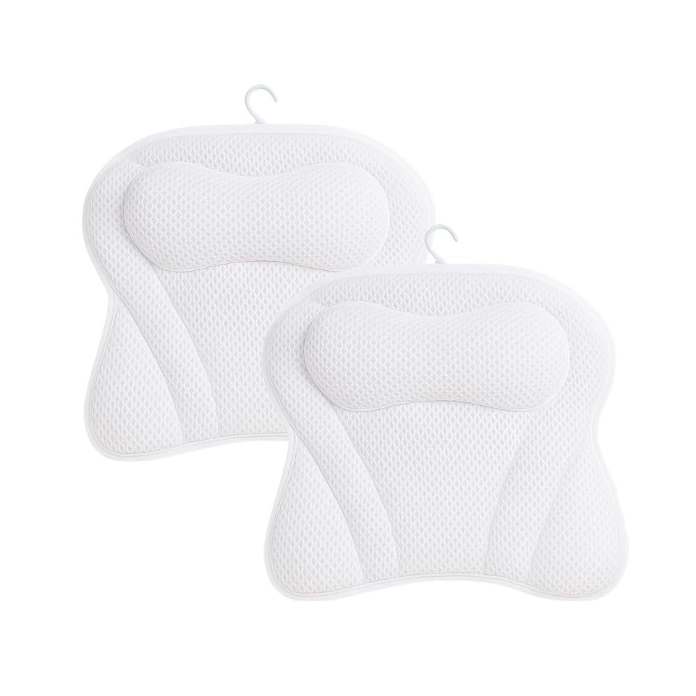 Bathtub Pillows for Head & Neck Support (Pack of 2) - Ergonomic 4D Air Bath Cushion with 6 Suction Cups, Waterproof, Non-Slip for Comfort in Bathtubs, Hot Tubs & Spas