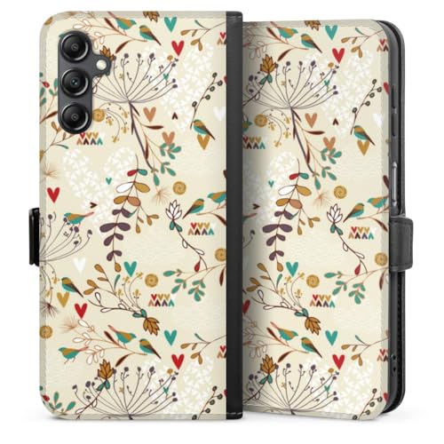 Étui pour Samsung Galaxy A14 5G antichoc folio clapet aimanté motif oiseau floral