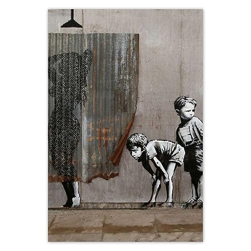 Póster Banksy de ducha voyeur de 80x120 cm para decorar paredes modernas con arte urbano