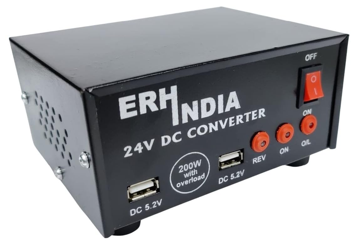ESPTRONICS 24V DC to 220v AC Dual USB Converter Mini Inverter 200 Watt Portable for powering laptops, tablets, cameras, small appliances, 24V DC power source