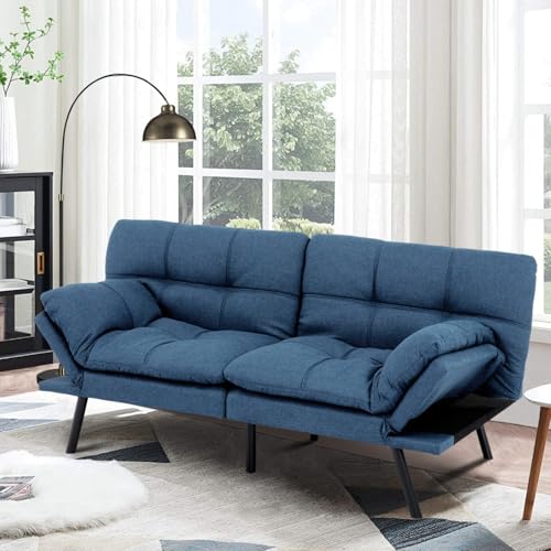 MUUEGM Memory Foam Futon Sofa Blue