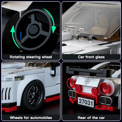 Mould King Speed Champion Car Models Building Toys with Display Case, 27031 Model Car Kits Building Blocks, Race Car Building Sets, JDM Kits for Adults Kids 8+(356PCS)