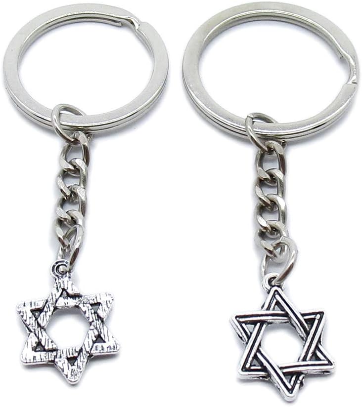 100 Pieces Keyring Keychain Wholesale Suppliers Jewelry Clasps YN1I1H Star of David Hexagonal