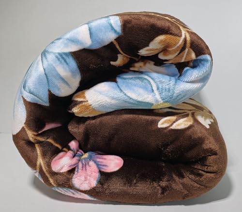 Image of Winter Woolen Premium Flannel Velvet Warm Duvet Cover Quilt Cover | Rajai Cover | Blanket Cover | Comforter Cover Single Size 60x100 inches Woollen (Brown Flora, Single Bed)
