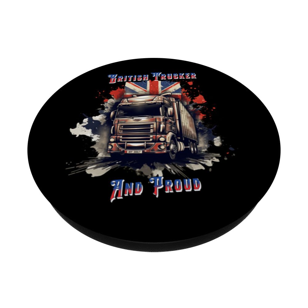 British Trucker, Truck Driver, Lorry, HGV PopSockets Swappable PopGrip, Black - Image 2