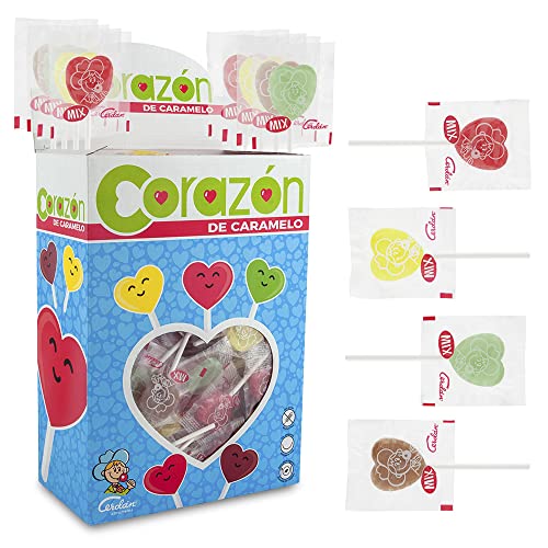 Miniatura 4 de Caramelos Cerdán - Piruletas Mini Corazón Surtido De Sabores Caramelo Duro Con Palo Sin Gluten Ni Alérgenos Ideal Para Fiestas, San Valentín Y Cumpleaños Estuche De 200 Unidades