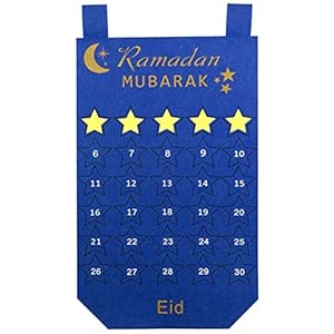 Eid Mubarak Kareem countdown-kalender wandbehang vilten kalender met 30 stuks gouden sterstickers DIY Ramadan party decoratie