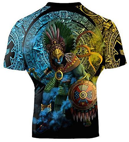 Raven Fightwear Gods of Mesoamerica Huitzilopochtli Schwarz Kompressionshemd Herren Lange Ärmel Grappling Jiu Jitsu MMA Fitness Kampfsport No Gi Workout Gym Cover