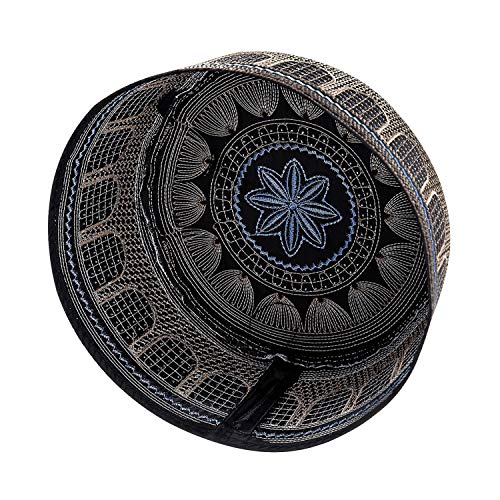 Image of Men Muslim Prayer Kufi Hat Prayer Headwear Cap Islamic Beanie Skull Cap Embroidery Kofia Topi Sun Hat