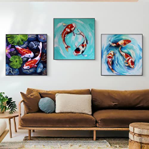Peinture Koi Feng Shui : affiche Yin Yang 20x20cm sans cadre pour salon