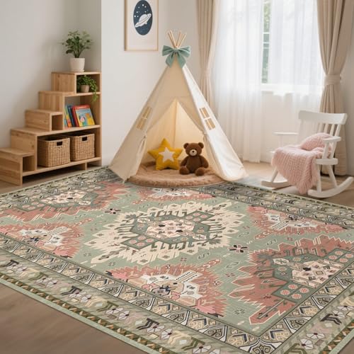Tapete Vhong Boho Vintage Moderno 5x7 antideslizante lavable miniatura 2