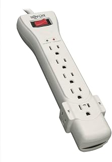 Tripp Lite 7 Outlet Surge Protector Power Strip, 7ft Cord, Right Angle Plug, 2160 Joules, & $75,000 INSURANCE (SUPER7) Ivory
