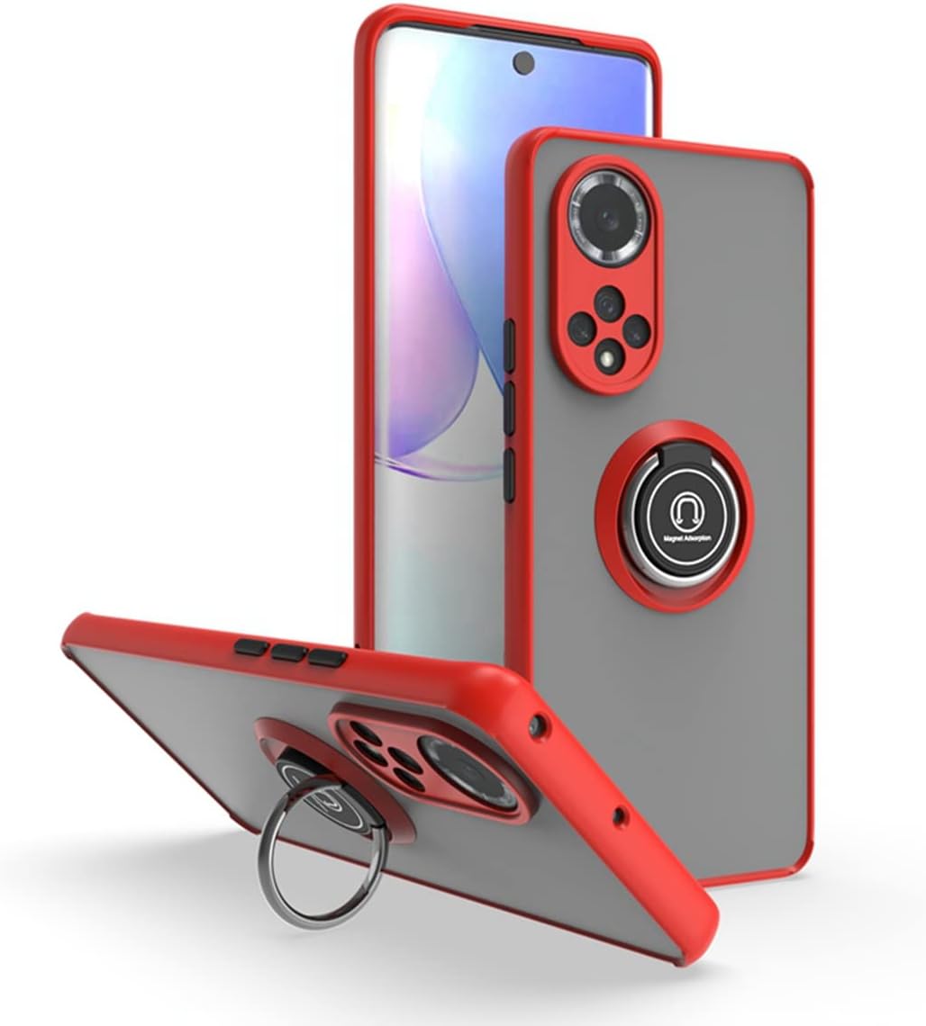 SULIAN Case for Huawei Nova 9, Ultra Slim Soft Silicone TPU Bumper Shock Absorption Case Magnetic Kickstand Cover for Huawei Nova 9 6.57" - Red