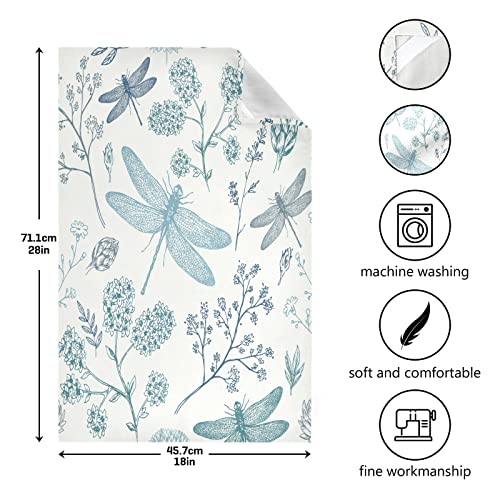 Blue Dragonfly Kitchen Towels 4 Pack, Absorbent Hand Towels Fast Drying Dish Cloths Tea Towel 28 X 18 In #TOP2