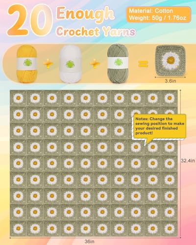 Image of Coopay Crochet Kit for Beginners, Granny Square Crochet Blanket Kit, Camel | Crochet Kit W /Video Tutorial & Digital Instructions, All Accessories Included, Easy Knitting to Create Granny Square Blanket