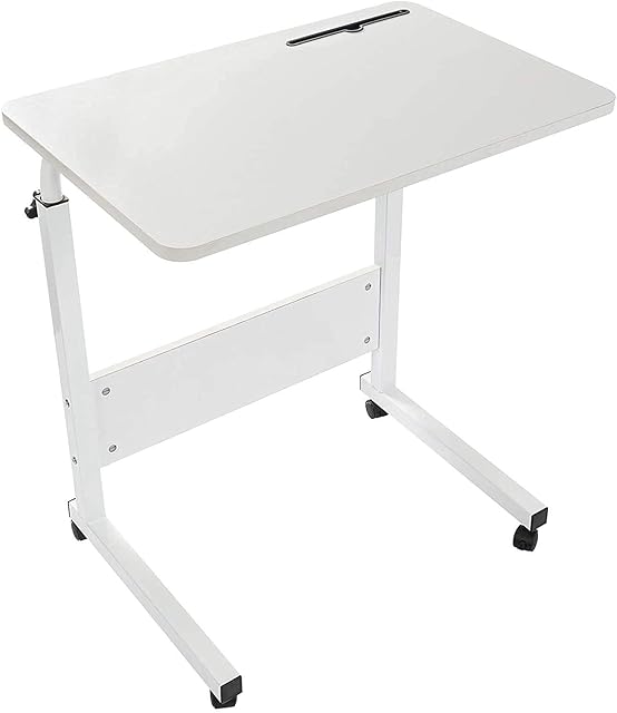 GRANDMA SHARK 80 × 40 cm Laptop Table for Sofa or Bed, Laptop Desk, Standing Height Adjustable Computer Desk, Portable Side Table, Bed Table, Sofa Table (White)