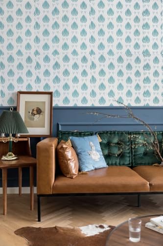 Image of Veki Luxury Floral & Botanical Geometric Wallpaper Mural - Waterproof, Moisture-Proof, Self-Adhesive PVC Wall Sticker for Home & Hotel Decoration (45cm x 300cm) (Floral Green)