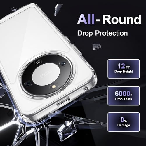 Image of Case for Honor Magic 8 Lite, Military Grade Drop Protection Phone Case, Yellowing Resistant, Anti-Scratch Hard PC Back, Shockproof Hard Ultra-Thin Protective Cover, Clear