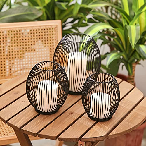 Oleek Outdoor Lantern - Metal Candle Holder Centerpiece - Dinning Table Decorative Centerpiece- Decorative Pillar Candle Holders - Table Candles Holders Decor -Outdoor Black Decor - Candles Lantern #TOP4