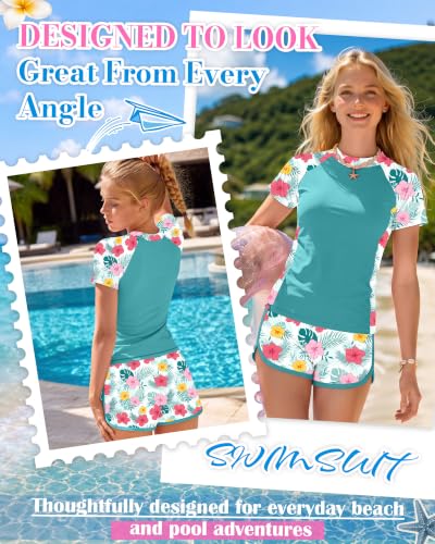 Image of Xaatren Girls 2 Piece Rash Guard Swimsuit