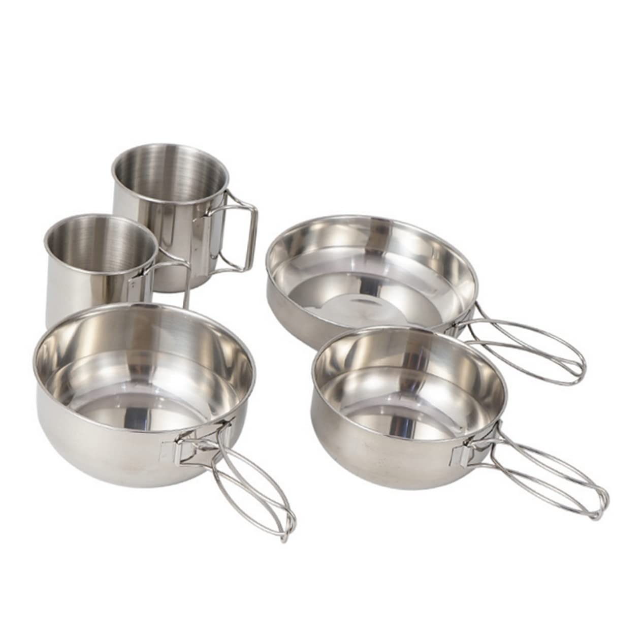 Ensemble de Vaisselle de Camping Argenté 5 Pièces en Acier Inoxydable