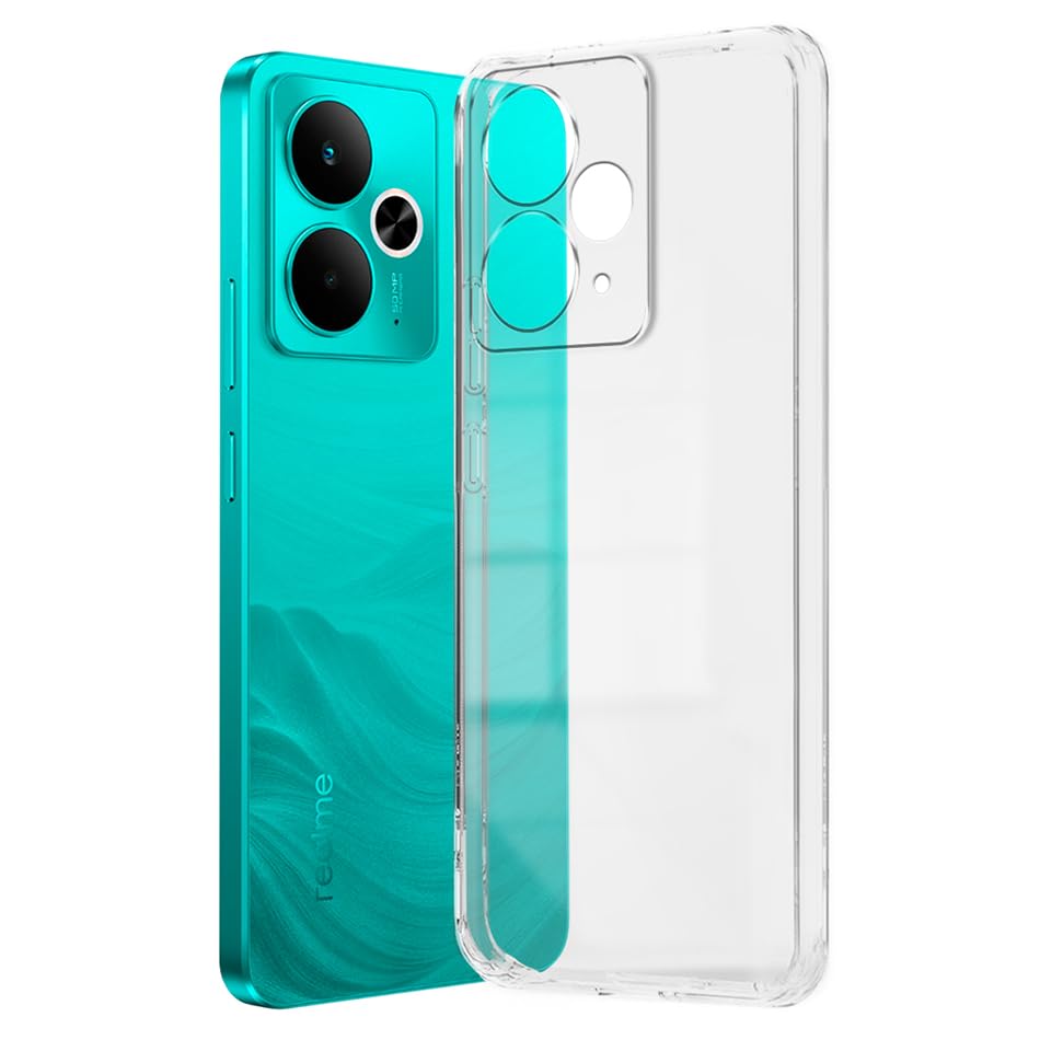 Image of Fashionury Crystal Clear Case for Realme 14T 5G | Yellowing Resistance | Transparent TPU Silicone | Raised Camera Lips | Slim Transparent Cover