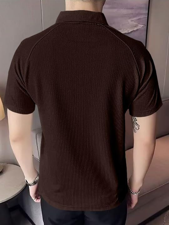 Image of GRECIILOOKS Tshirt for Man | T Shirt for Mans | Mens Tshirts | Polo T- Shirt for Mens | Half Sleeve Polo Neck Tshirt for Men (Available in Plus Sizes)