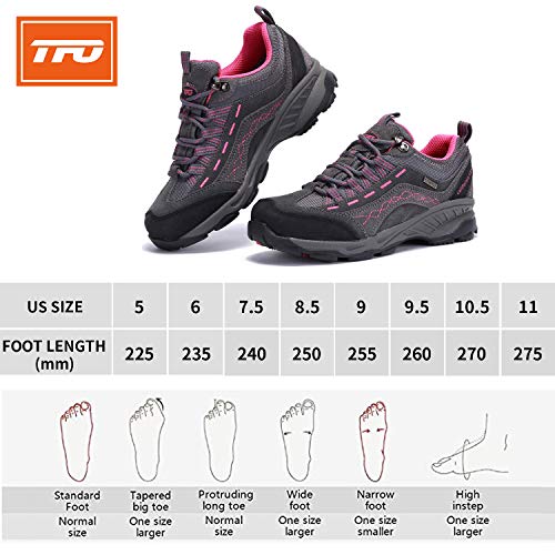 TFO Women's Hiking Shoes Anti-Slip Breathable Sneaker for Outdoor Walking Trekking Grey