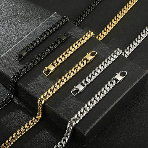 Chaîne noir acier inoxydable collier gourmette moto punk 60cm large