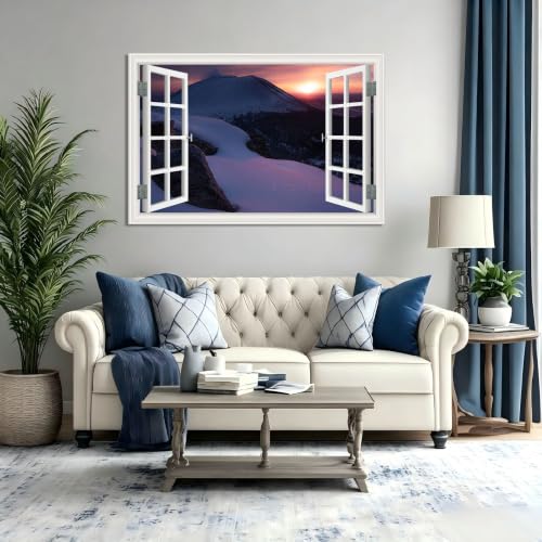 Cuadro lienzo efecto ventana para dar amplitud al dormitorio con vistas al lago de 20x30cm 5