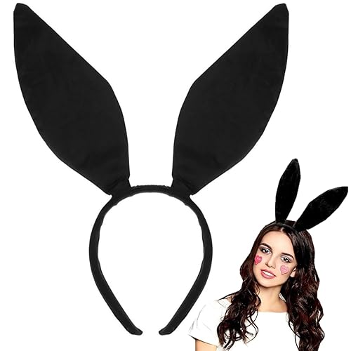 Bunny Ears Headband, Easter Sweet Rabbit Ear Hair Band for Party Cosplay Costume Accessory (Black)