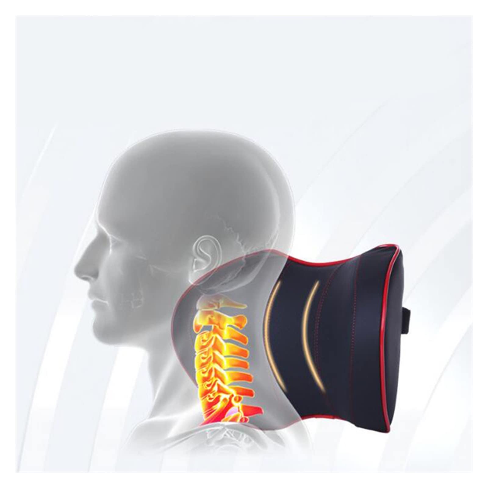 Seggiolino Auto Testa Poggiatesta Massaggio Auto Cuscino Spazio Memory Collo Poggiatesta Copertura Auto Cuscino Veicolare Sedile Poggiatesta Accessori (Color : Cloth Black)