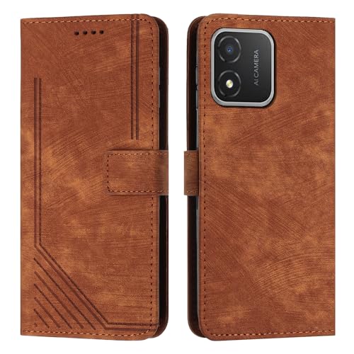 Étui pour Huawei Honor X5 : housse portefeuille marron avec porte-carte et dragonne pratique
