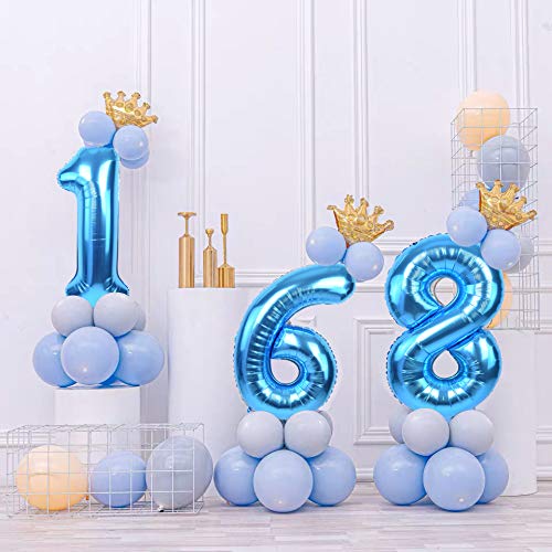 Toniful 40 Inch Blue Large Numbers Balloon 0-9 Birthday Party Decorations,Foil Mylar Big Number Balloon Digital 3 For Birthday Party,Wedding, Bridal Shower Engagement Photo Shoot, Anniversary #TOP3