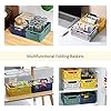 Domiella 2-Pack Crates for Storage, Storage Crates Plastic Stackable, Foldable Crate for Office Home Kitchen Bedroom Bathroom (Large, Golden Yellow)