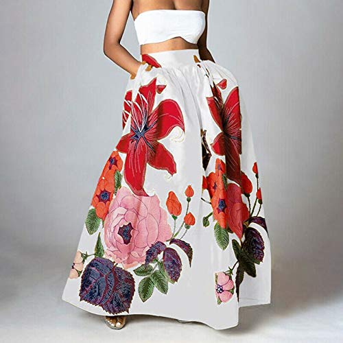 Skirts for Women Floral Print High Waist Maxi Skirt Casual Loose Flowy Boho Party Long Women's Skirts with Pocket2
